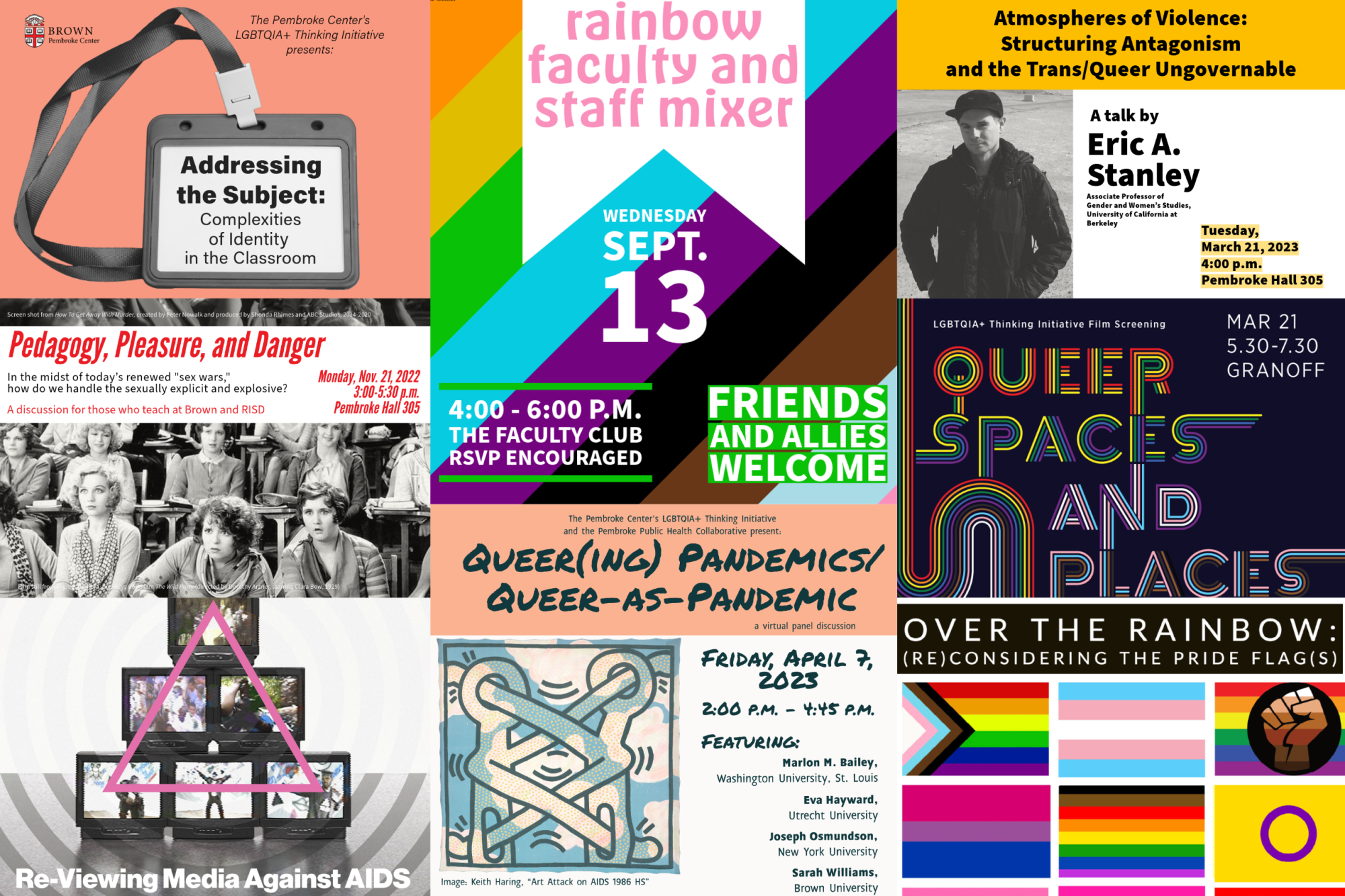 A collage of promotional images from LGBTQIA+ Thinking Events