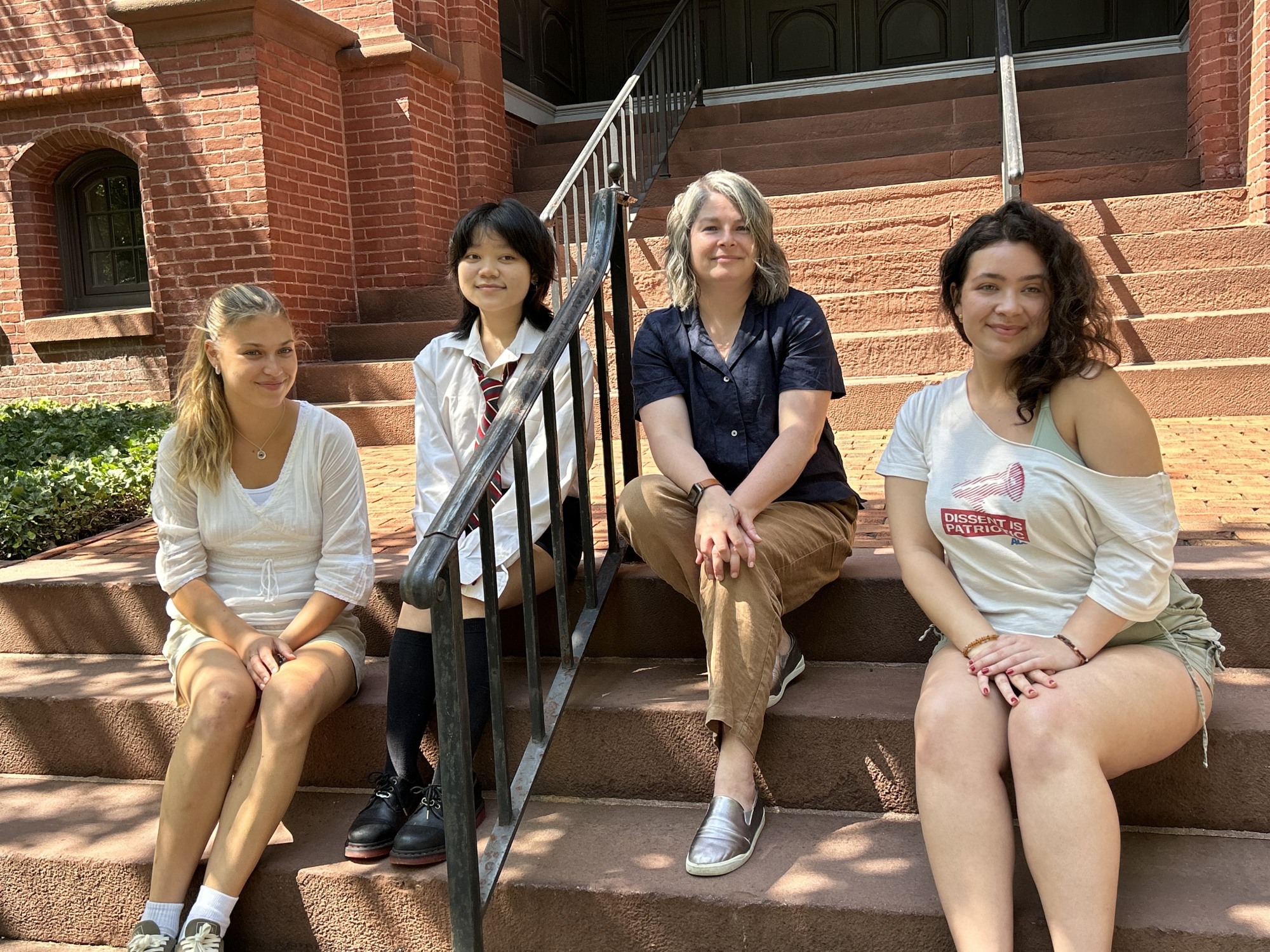 Three students and Sarah Gamble