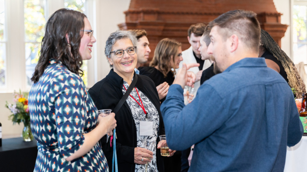 People socializing at the party.